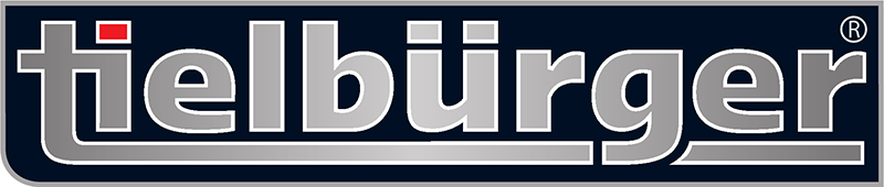 Tielbürger-Logo, blau und silber, moderner Schriftzug mit rotem Akzent auf dunklem Hintergrund.