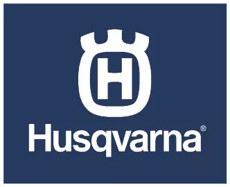 Husqvarna-Logo in Blau, darüber "Autorisierter Fachhändler 2024", weißer Text.